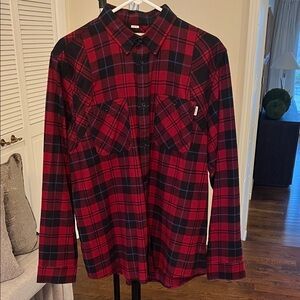 Carhartt WIP Flannel Red and Black Plaid Button-Down Shirt